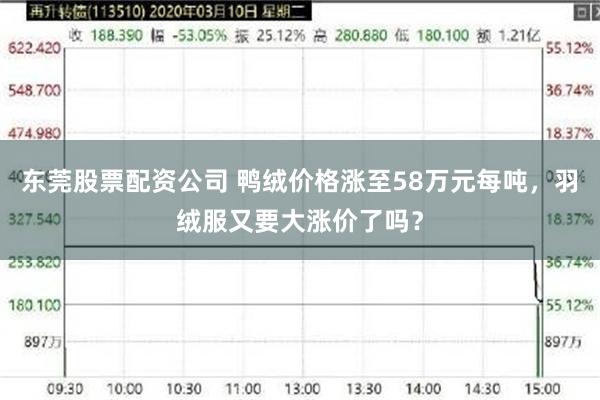 东莞股票配资公司 鸭绒价格涨至58万元每吨，羽绒服又要大涨价了吗？